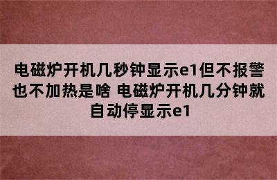 电磁炉开机几秒钟显示e1但不报警也不加热是啥 电磁炉开机几分钟就自动停显示e1